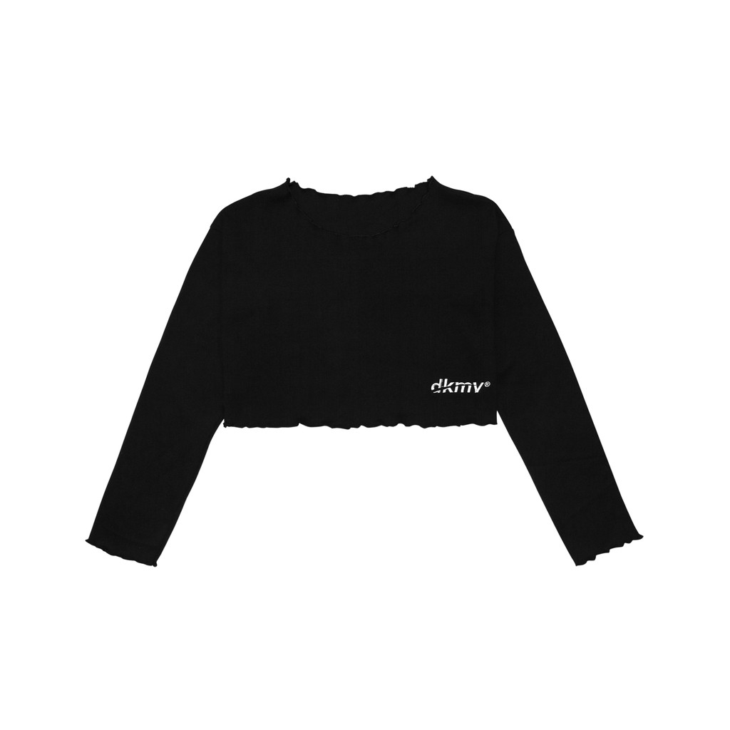 Áo Croptop dài tay nữ màu đen DKMV - Croptop trễ vai Black Octopus