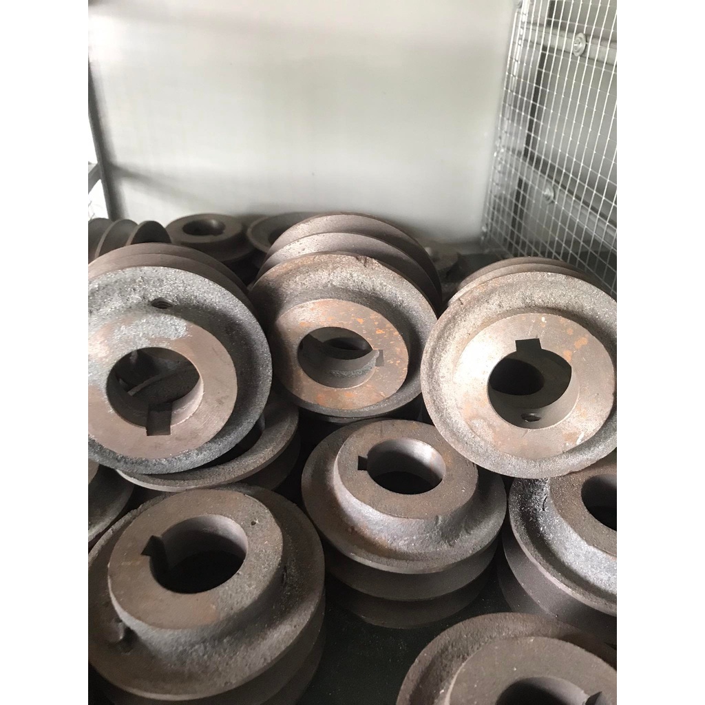 BuLy Gang 100mm 2 Rãnh B lỗ trục 24 - 28 - 38 Bánh Xe Cao Su BL100/2B