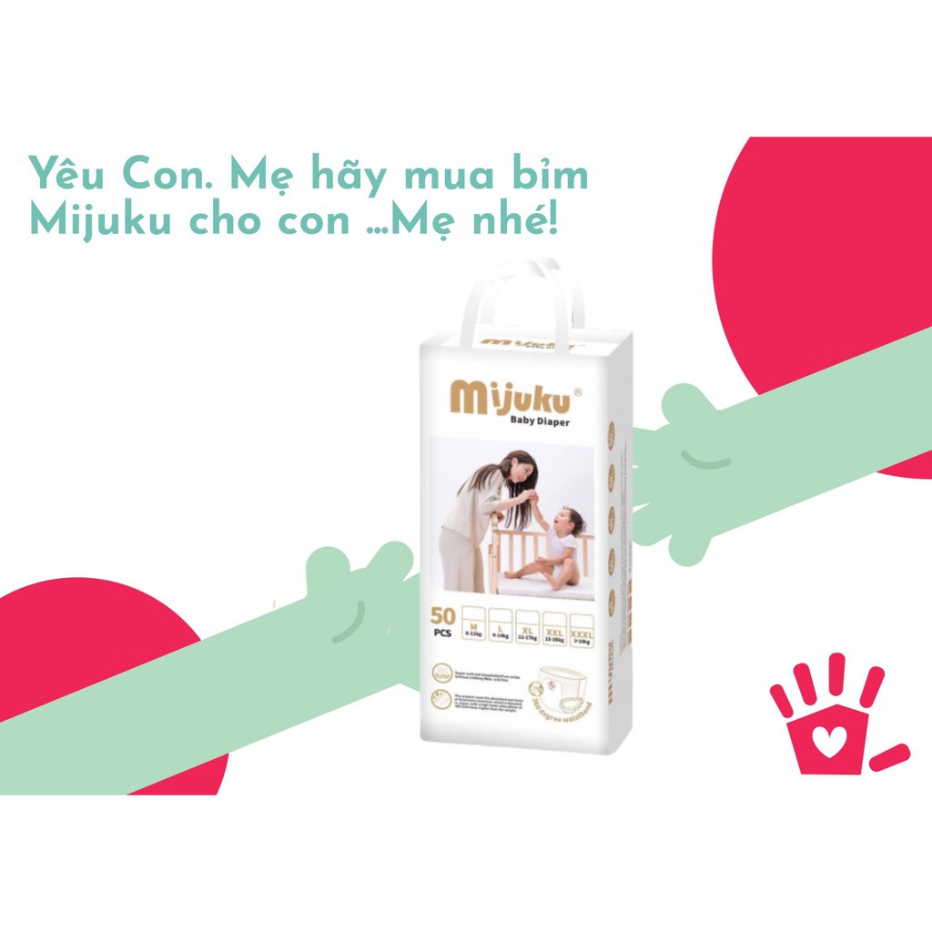 Bỉm Quần MIJUKU Chính Hãng M/L/XL/XXL/XXXL 12 MIếng