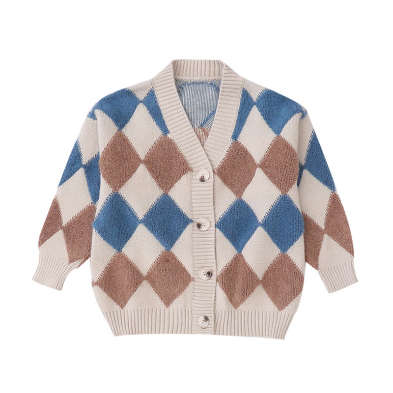 Áo khoác cardigan tay dài cổ chữ V phối nút cài thời trang thu đông xinh xắn dành cho bé gái