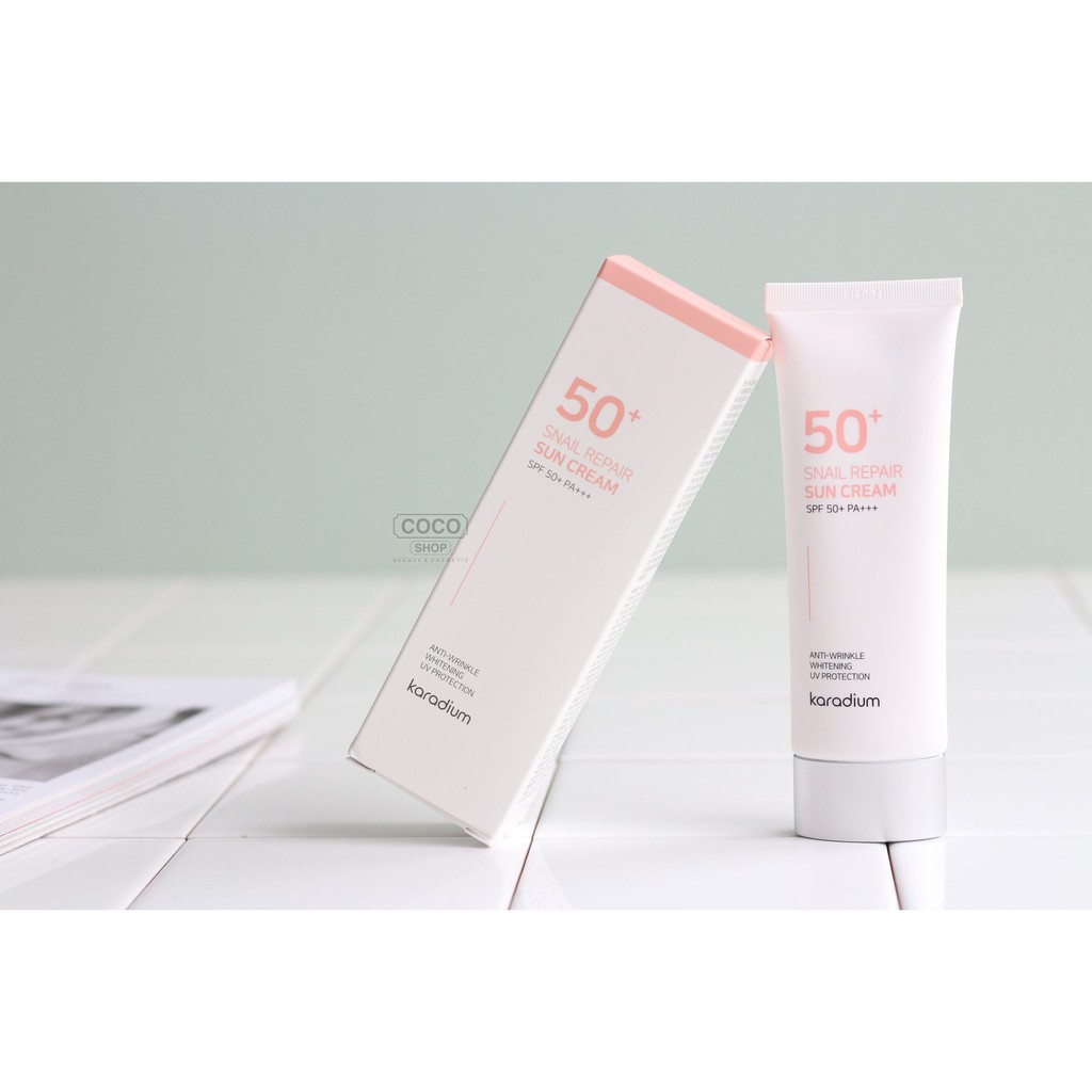 Kem Chống Nắng Karadium / 𝘍𝘳𝘦𝘦𝘴𝘩𝘪𝘱 / Kem Chống Nắng Nâng Tone Da Karadium Snail Repair Sun Cream SPF 50+ PA+++