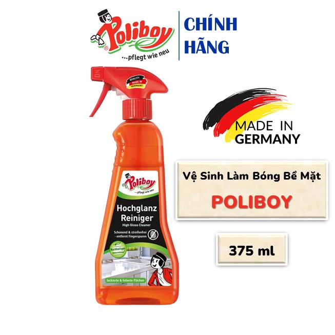 Xịt Tạo Bóng Nội Thất POLIBOY Làm Bóng Bề Mặt Nhựa, Tủ Lạnh, Chống Bám Vân Tay 375ml