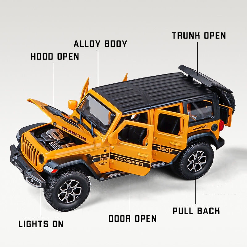 Mô Hình Xe Jeep Wrangler Bằng Hợp Kim Tỉ Lệ 1: 22 Có Đèn Và Nhạc