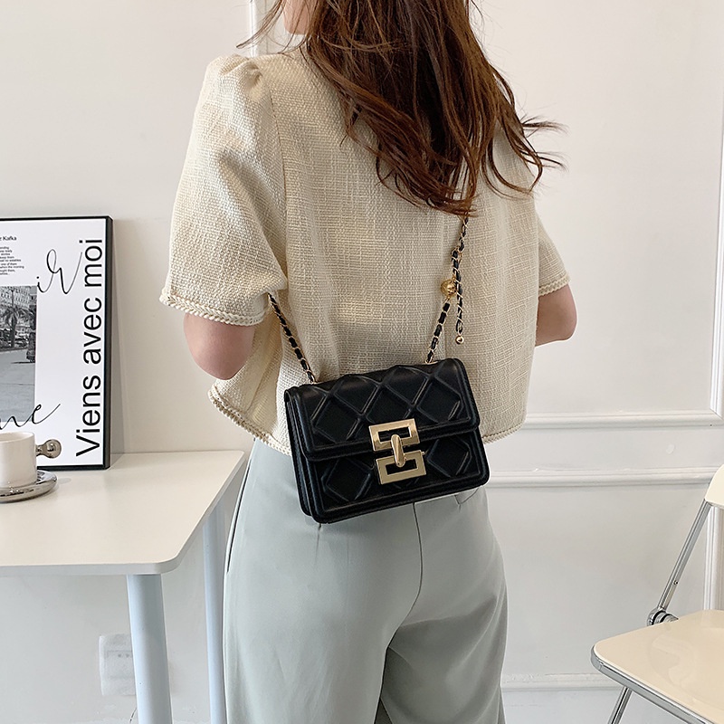 Túi xách JASMIN NOIR họa tiết caro có khóa nắp lật thời trang cho nữ