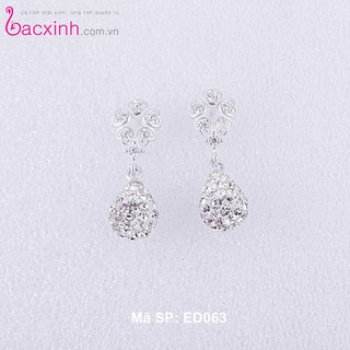 Bông tai bạc Ý 925 Bạc Xinh - Bông hoa pha lê ED063