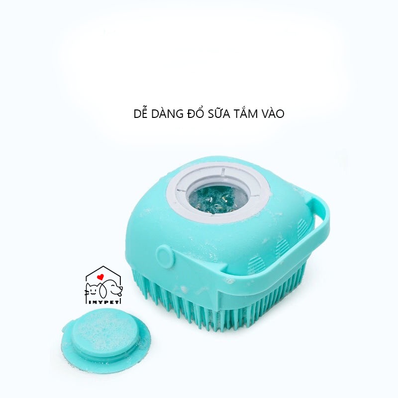 BÀN CHẢI TẮM SILICON GIÚP MÁT XA TẠO BỌT- BÔNG TẮM SILICON CÓ CHỖ ĐỰNG SỮA TẮM - T17