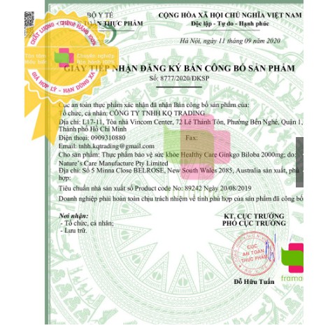 Viên uống bổ não Úc Ginkgo  100 viên