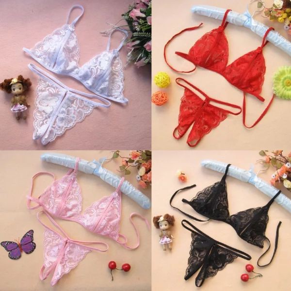 Bộ Đồ Lót 2 Mảnh Ren Xuyên Thấu - Bộ Lọt Khe G String Xẻ Nữ Sexy Gợi Cảm Đai Kẹp Tất Bán Riêng