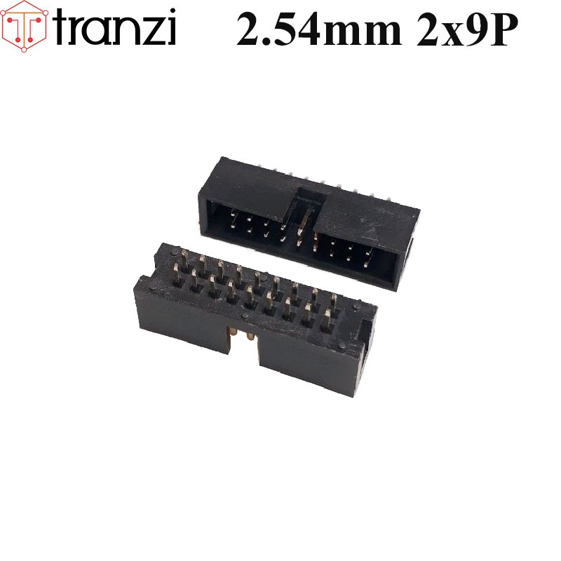 Giắc cắm header 2.54mm IDE IDC DC3 2x9P chân cắm thẳng đen - túi 5 cái