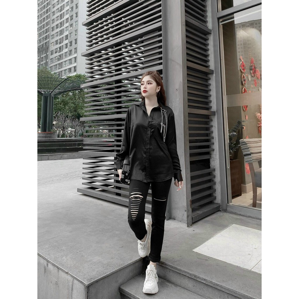 Áo sơ mi cá tính unisex áo freesize dành cho cả nam và nữ ảnh chụp thật chất áo mềm mịn mát thấm hút mồi hôi