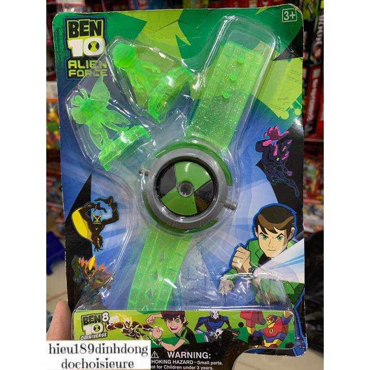 Đồng hồ ben10 có 2 hình nhựa nổi lắp phát sáng trên mặt đồng hồ (ảnh thật)