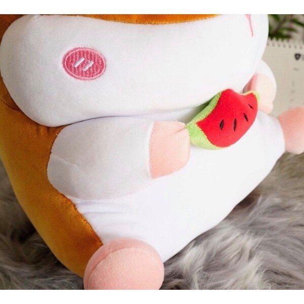 Gấu Bông Chuột Hamster Ăn Dưa Hấu Dễ Thương  Vải Miniso Siêu Mịn, Hàng Loại 1 Cao Cấp