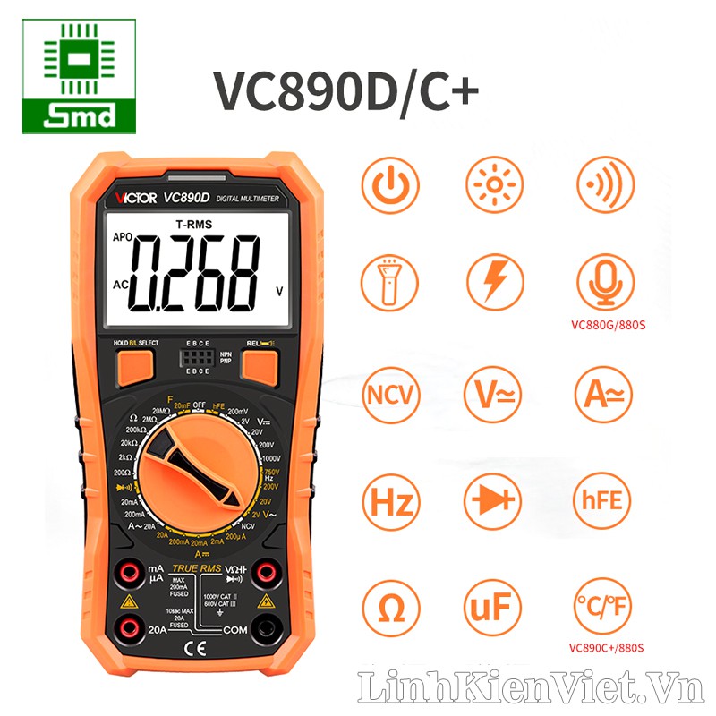 Đồng hồ đo điện vạn năng VICTOR VC890D