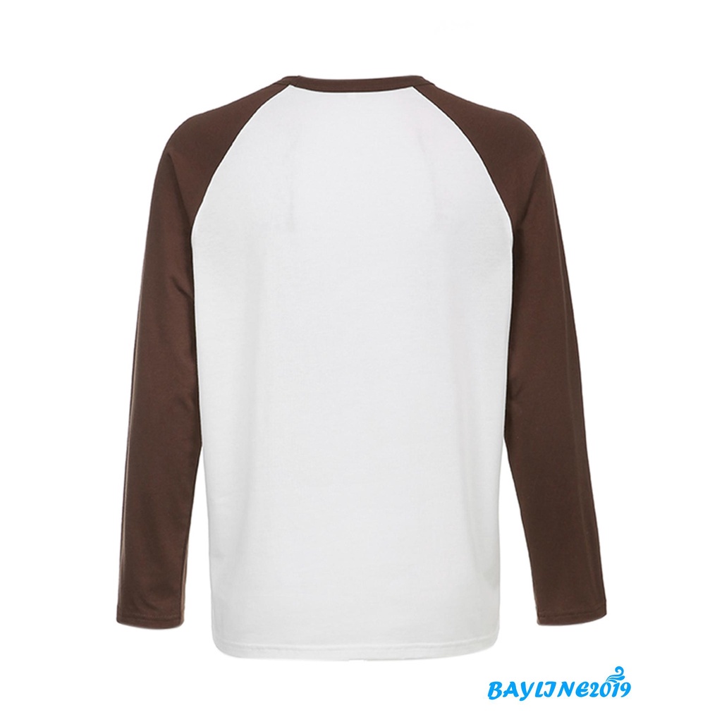 Áo thun tay dài cổ tròn màu sắc thời trang cho nữ