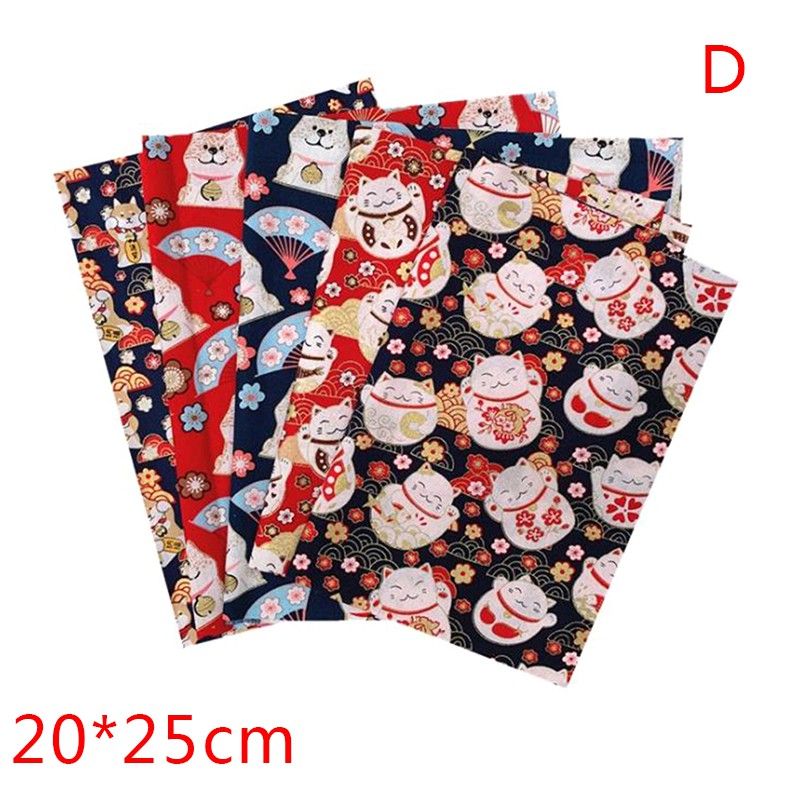 HANDMADE Set 5 Tấm Vải Cotton 20cm X 25cm Làm Đồ Thủ Công