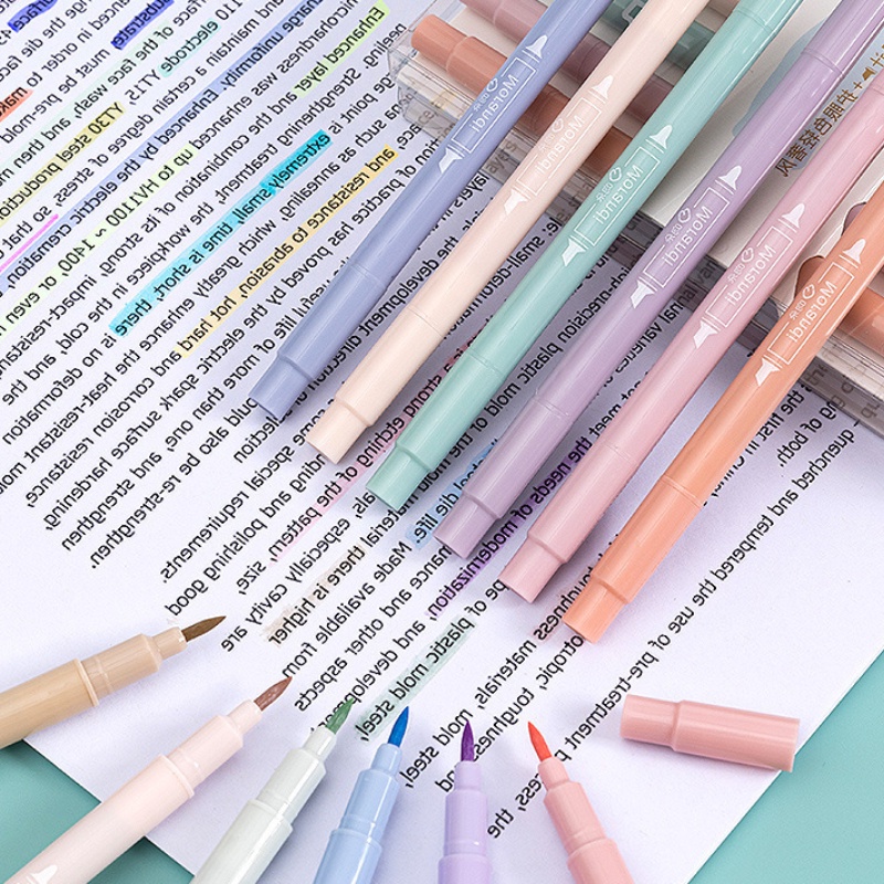Bộ bút highlight nhớ dòng đánh dấu trang trí set 6 màu dạ quang pastel văn phòng phẩm tiện lợi cho học sinh - MIYABI
