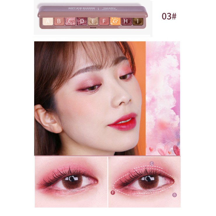 Phấn Mắt Nhũ 9 Ô HANRU Soft Eye Shadow Hàng Nội Địa Trung