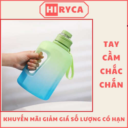 Bình nước tập gym, bình đựng nước thể thao cute đẹp bằng nhựa 2 lít 2 và 1 lít 5 HI.RYCA BN_Gop2.2