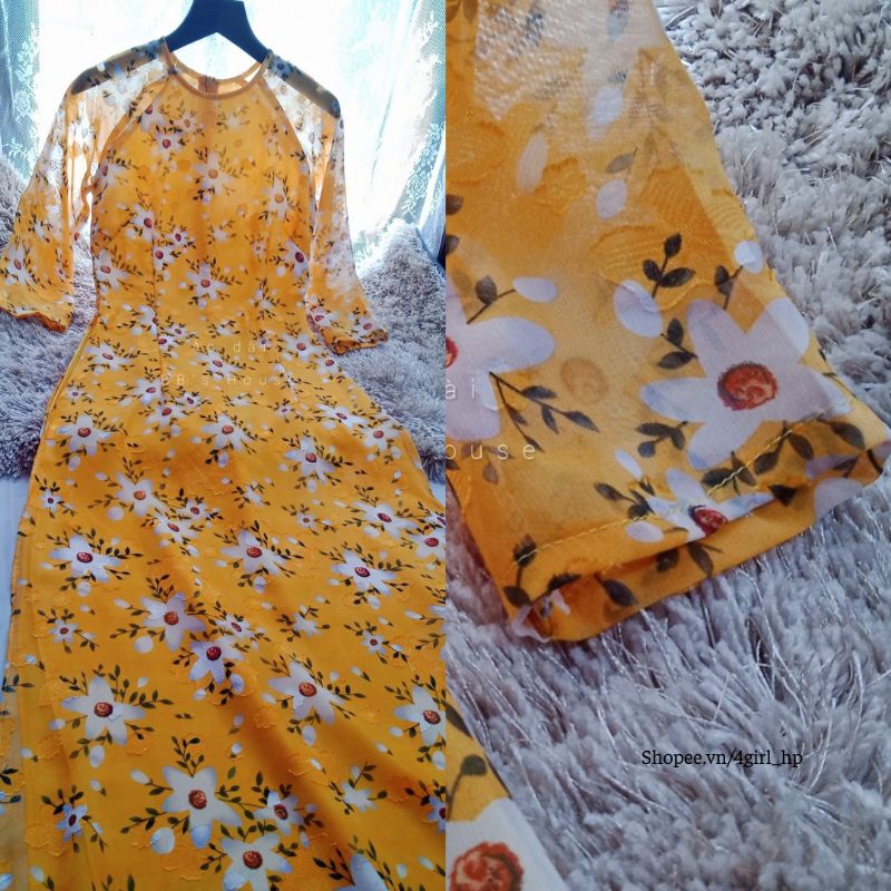 Áo dài nữ 4 tà hoa đại màu tôn da