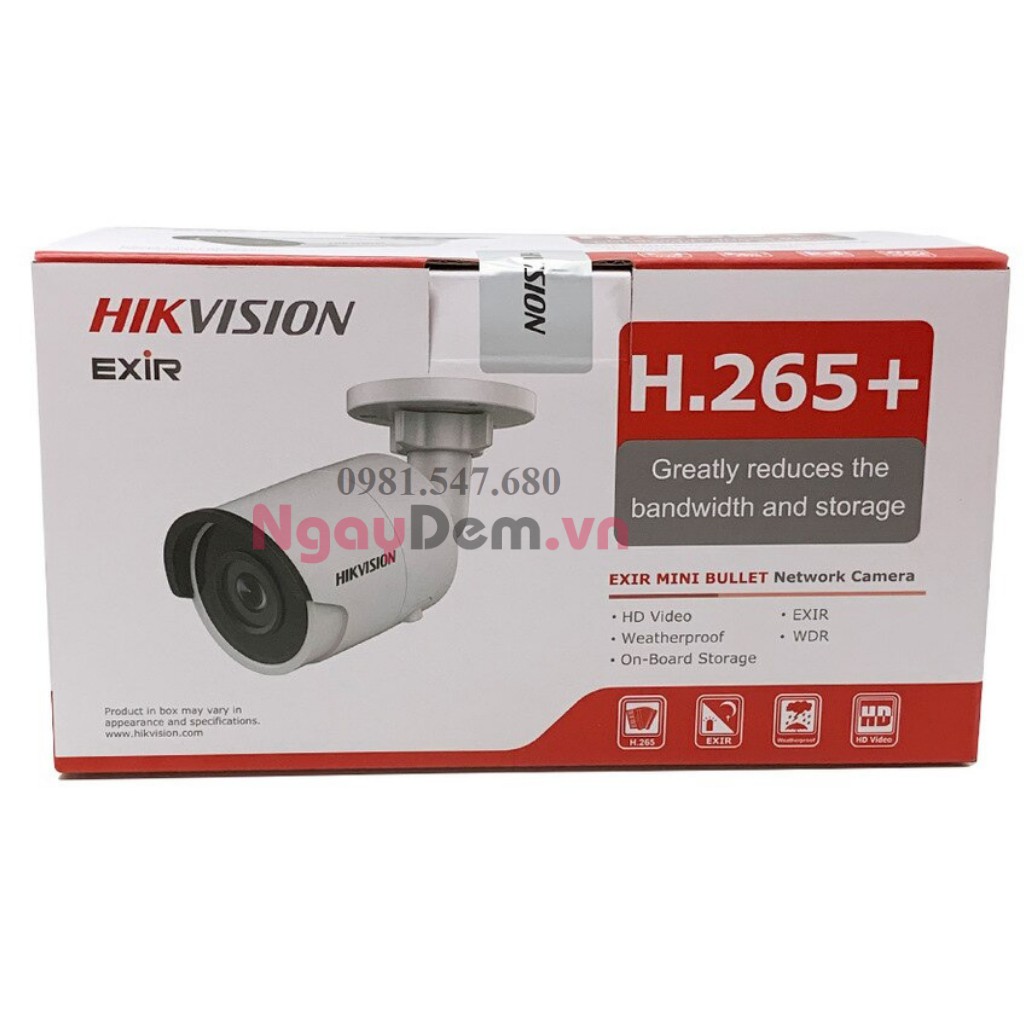 Camera IP Thân Trụ Hồng NGoại Hikvision 2MP DS-2CD2023G0-I FULL HD 1080P  - Chính Hãng BH-24 tháng