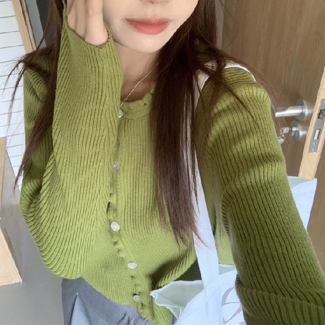 Áo cardigan ZHELIHANGFEI tay dài dáng ngắn dệt kim thời trang quyến rũ dành cho nữ