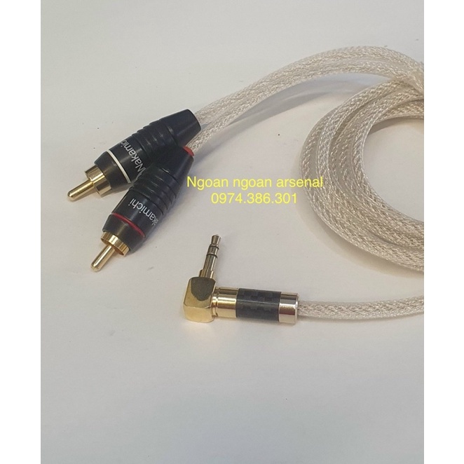 Dây 3.5 ra 2 AV (RCA) mạ bạc. Hàng thiết kế theo yêu cầu. Báo giá 1 sợi như ảnh