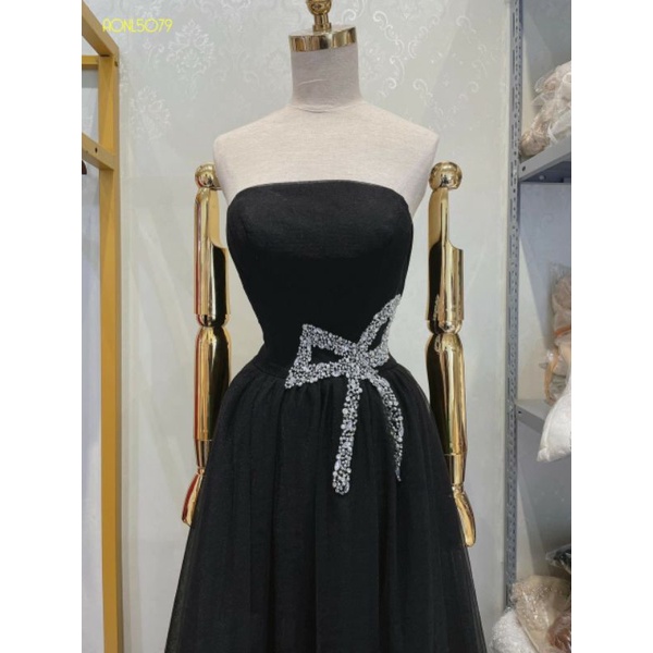 Đầm nhung cúp ngực đính đá nơ pha lê cao cấp, dành sự kiện, sinh nhật, prom, lễ hội, event, concept
