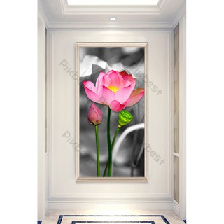 Tranh dán tường 3D Hoa Sen Đỏ MS690880