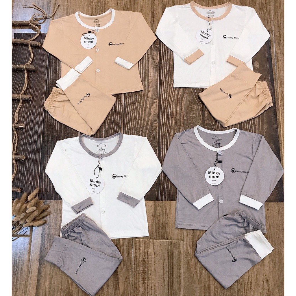 bộ dài minky cúc giữa thun lạnh