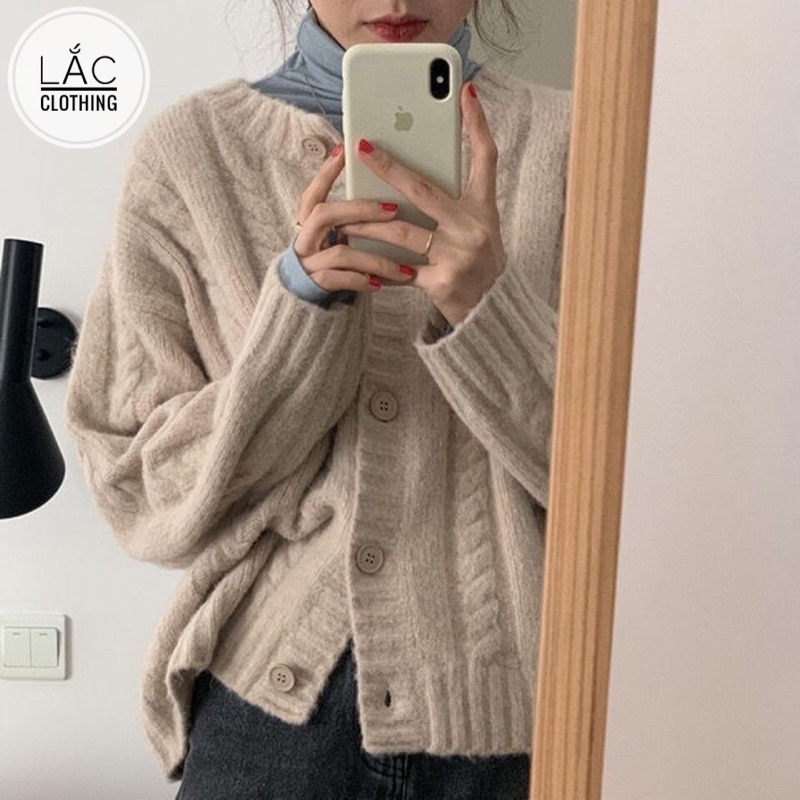 Áo Cardigan Len Vặn Thừng Phong Cách Hàn Quốc 2021