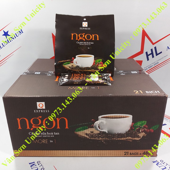 Cà phê sữa Ngon Trần Quang 480g (24 gói dài * 20g) Instant Coffee mix 3 in 1