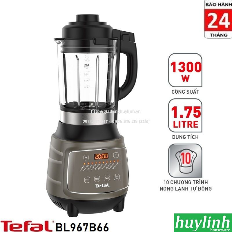 Máy làm sữa hạt - xay sinh tố nóng lạnh Tefal BL967B66 - 1.75 lít - 1300W