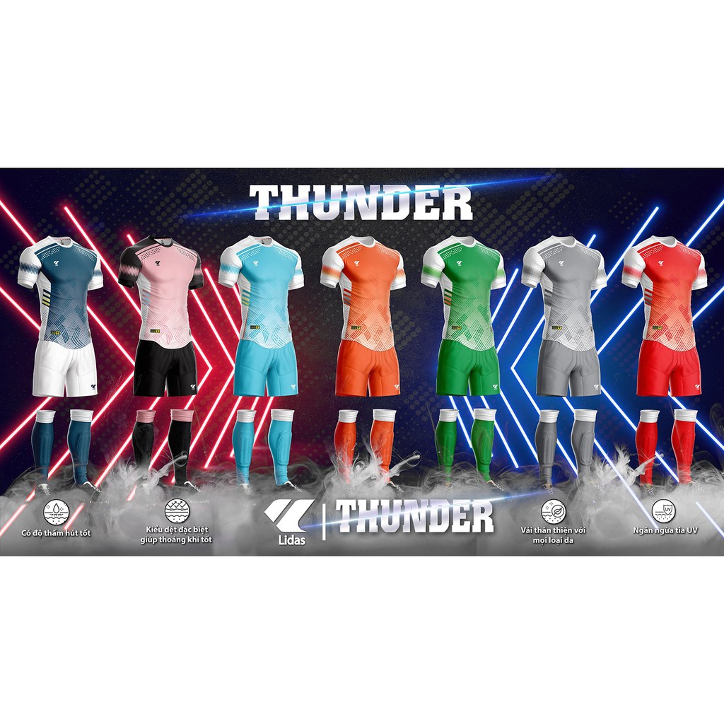 Quần Áo Đá Bóng, Đá Banh THUNDER LIDAS Chất Liệu Super Cool cao cấp