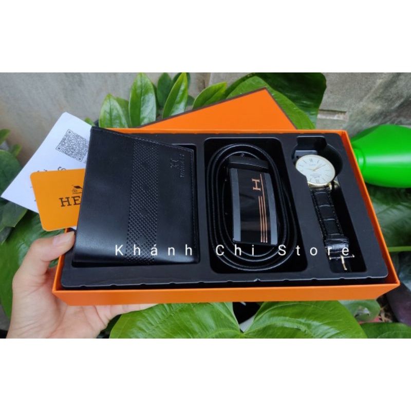 ⚡️𝐅𝐑𝐄𝐄 𝐒𝐇𝐈𝐏⚡️Combo ví + thắt lưng + đồng hồ dây da nam giới cao cấp với thiết kế sang trọng 2021