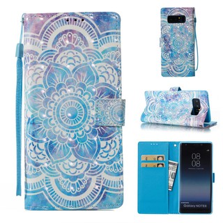 Bao da điện thoại hoa văn độc đáo có ngăn đựng thẻ cho Samsung Galaxy Note 8