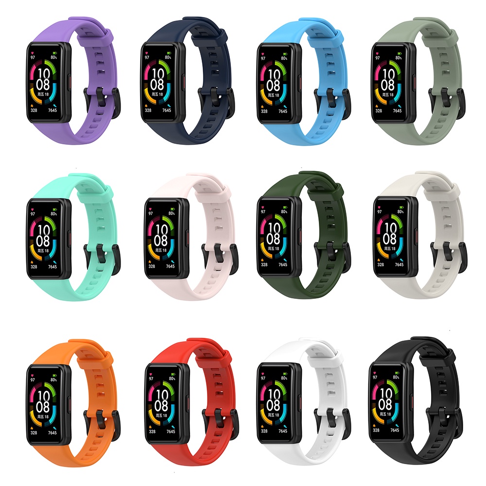 Dây đeo thay thế chất liệu silicon màu trơn cho Huawei Band 6 / Honor Band 6