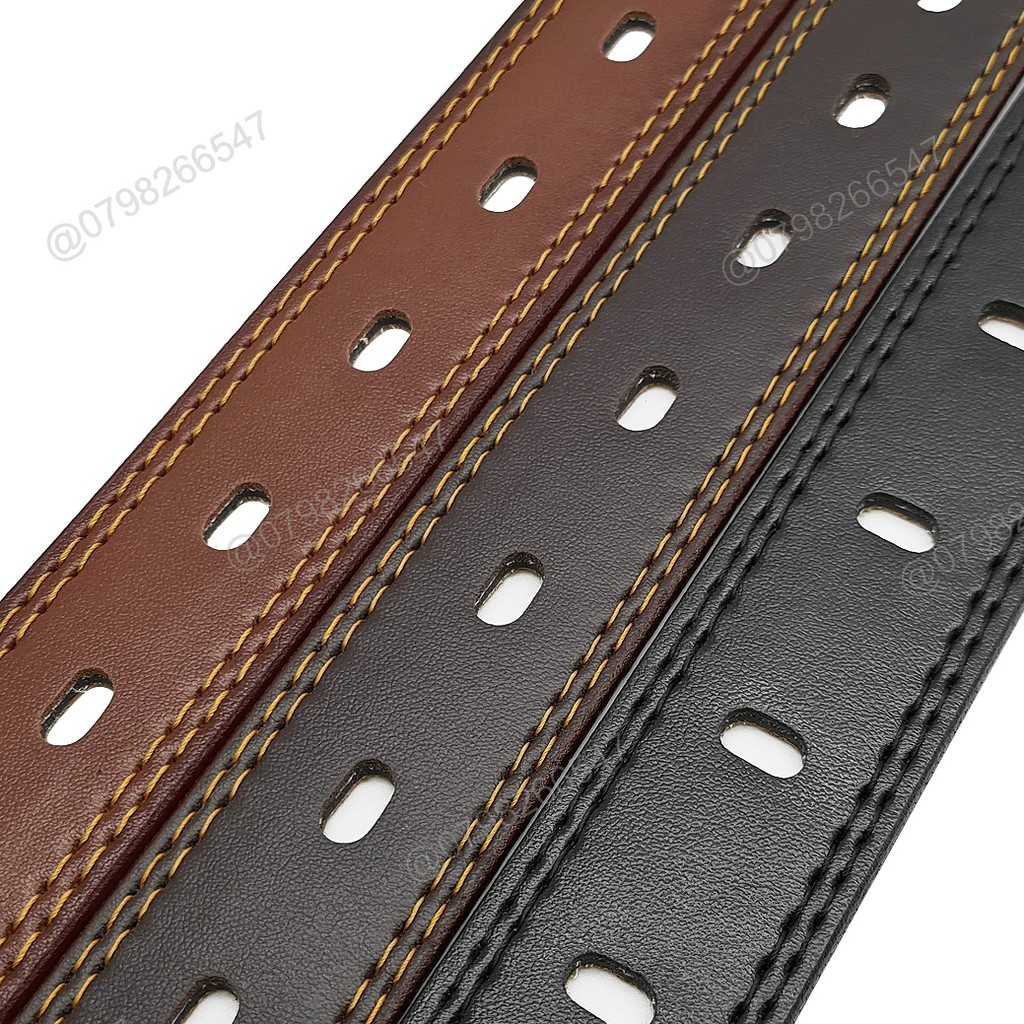 Thắt lưng da nam cao cấp DHM-183 | Khóa kim màu bạc nam tính | đục lỗ nguyên dây | Bảo hành 12 tháng