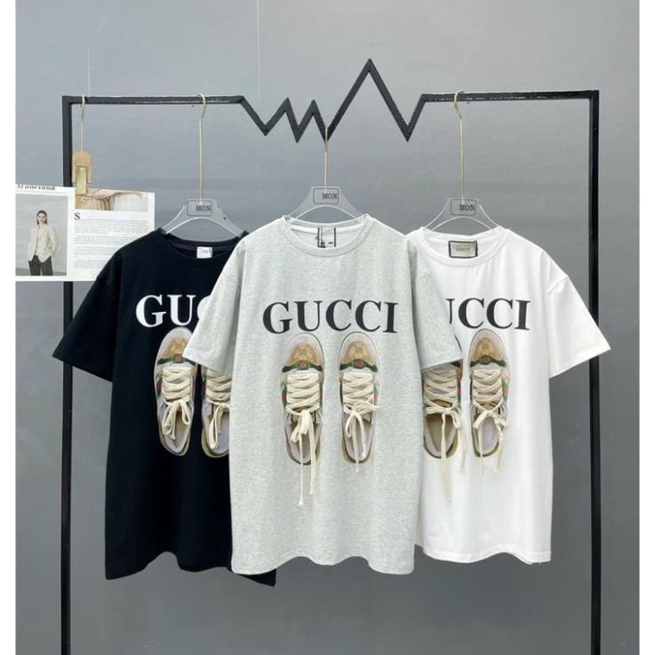 Áo thun tay lỡ GUCCI phông unisex nam nữ Cotton oversize form rộng ulzzang ĐÔI GIÀY DÂY THẬT ⚡