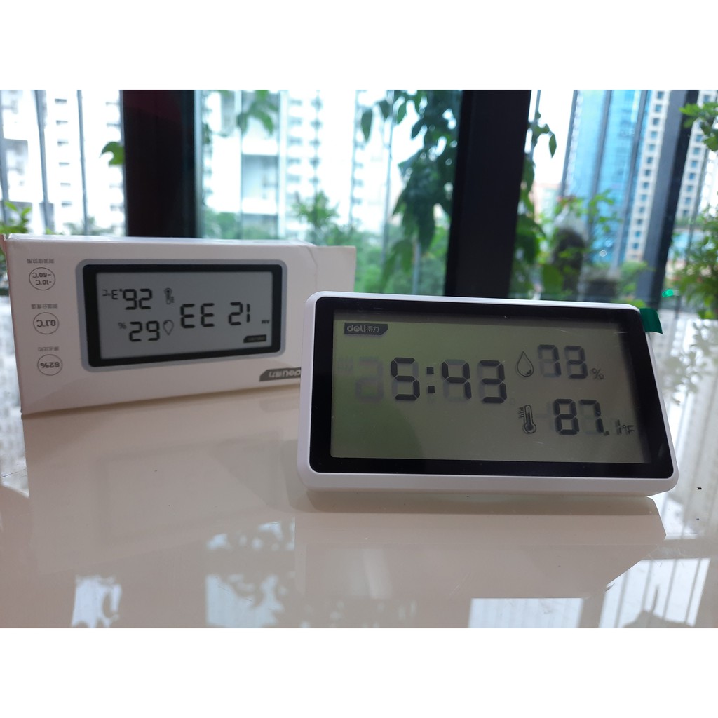 Đồng hồ đo nhiệt độ và độ ẩm - Hãng DELI bảo hành 6 tháng