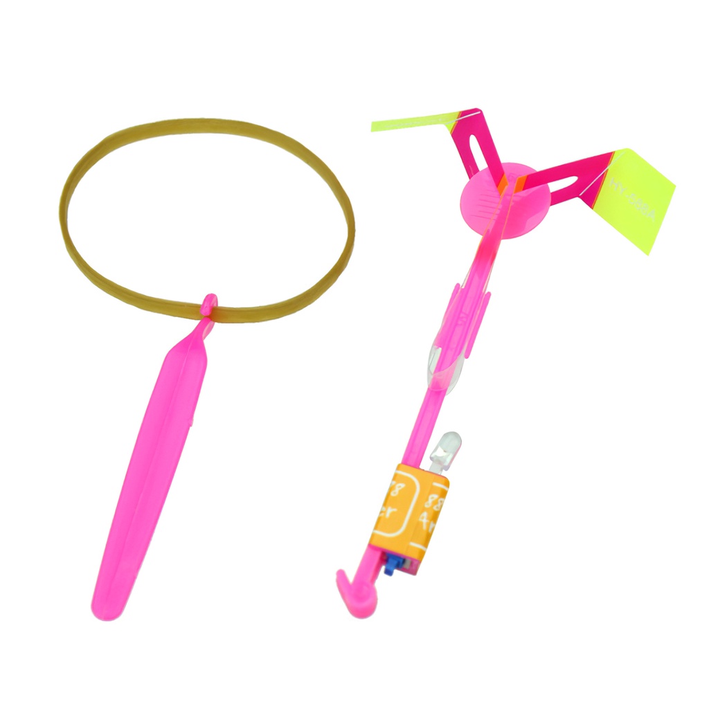 [huite]10pcs LED Light Rocket Helicopter Flying Toy Party Gift Elastic Slingshot Flying Copter for Birthday