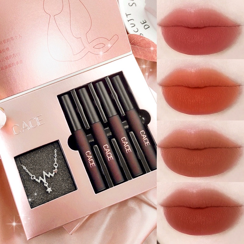 Set 4 Son Mèo CACE Tặng Kèm Dây Chuyền