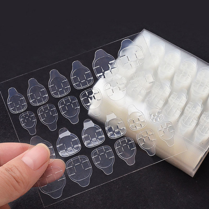 Set 24 Miếng Dán Móng Hai Mặt Trong Suốt Tự Dính Trang Trí Móng Nghệ Thuật