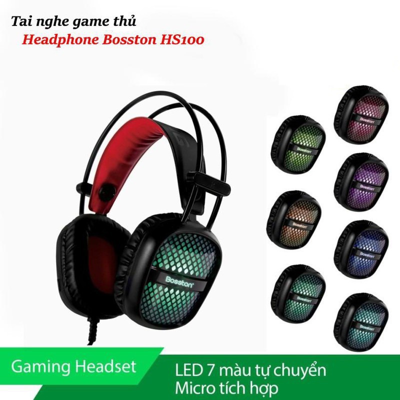 HEADPHONE BOSSTON HS100 LED- SIÊU TRÂU - HÀNG CHÍNH HÃNG