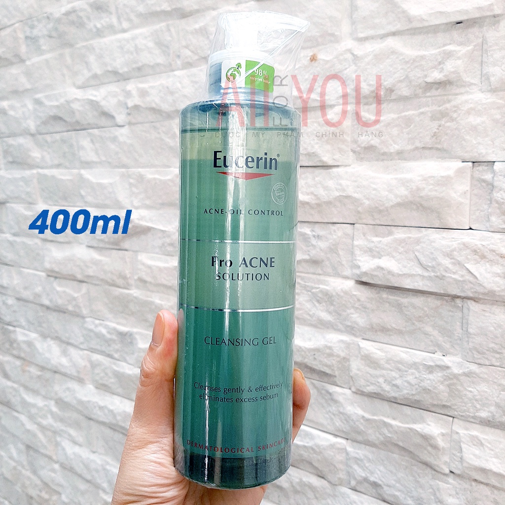 EUCERIN Pro Acne Solution Cleansing Gel 75mL & 200mL & 400mL - Gel Rửa Mặt Cho Da Dầu Mụn.