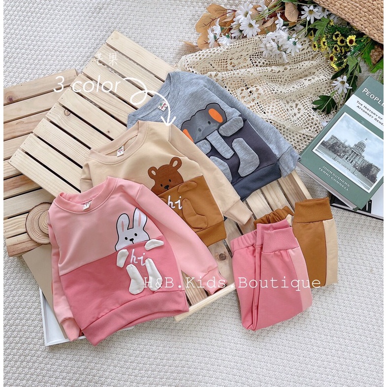 (jean baby kho sỉ) bộ nỉ(cotton da cá) cho bé trai bé gái (8-20kg)