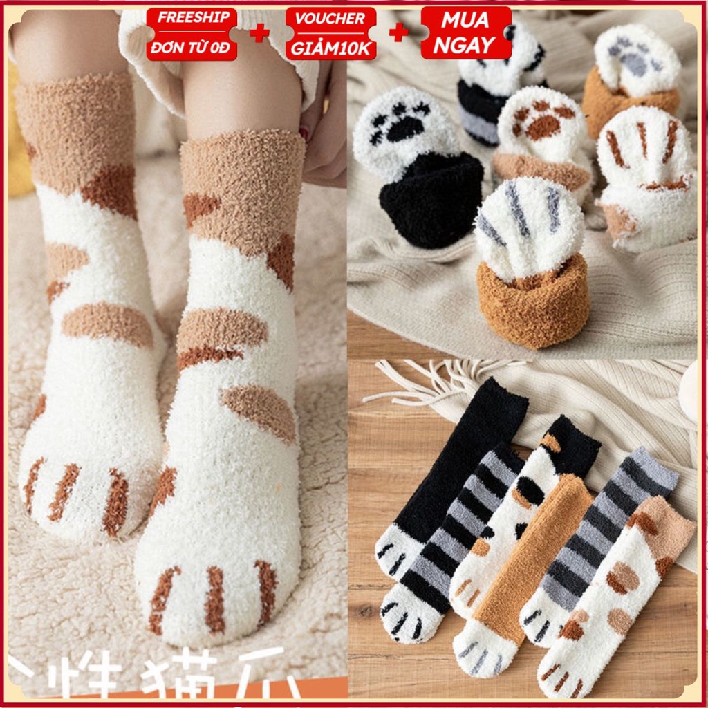 PVN34821 Tất chân giữ ấm hình chân mèo dễ thương cho nữ T2