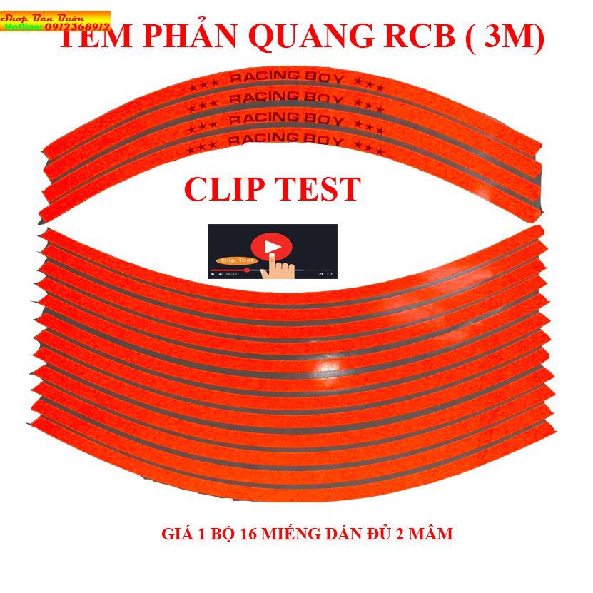 TEM PHẢN QUANG RCB (3M) DÁN MÂM XE MÁY –OTO ( GIÁ 1 BỘ)