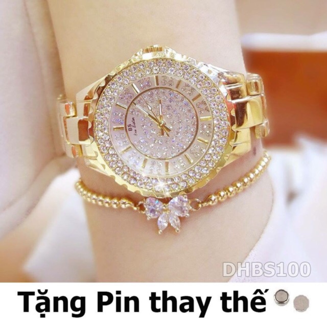 Đồng hồ nữ đính đá Bee Sister viền đá xoay (tặng thêm pin + hộp) DHBS100