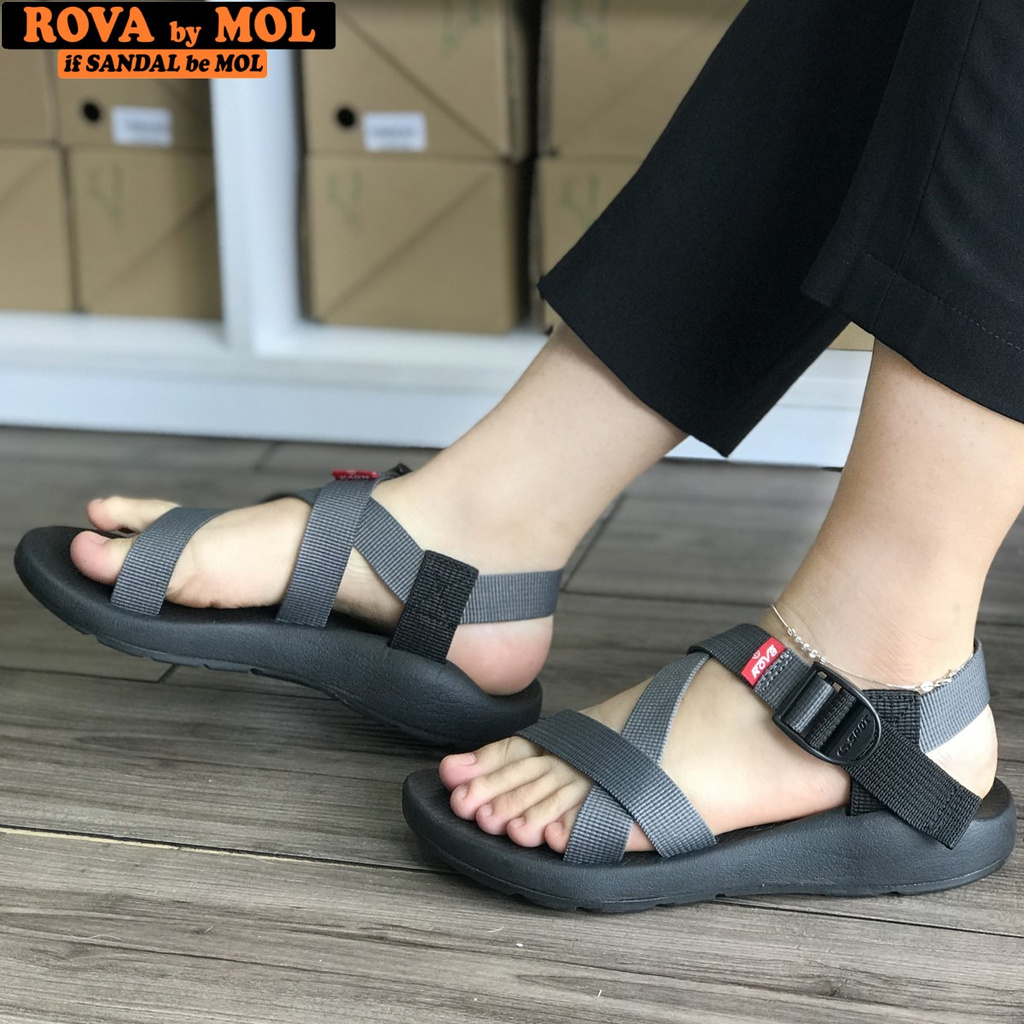 Giày sandal nữ quai thông minh rút dây tự do đế cao 3cm mang đi học đi biển du lịch hiệu Rova RV120B
