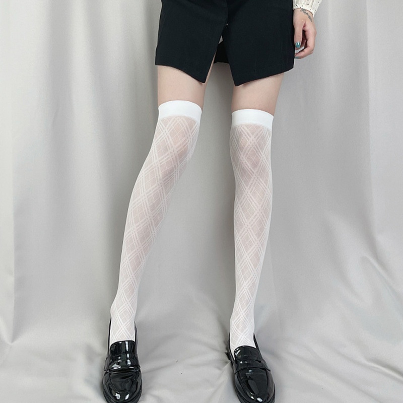 Vớ Dài Qua Gối Họa Tiết Sọc Caro Phong Cách Lolita Nhật Bản Cho Nữ